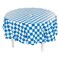 4th of July Blue Checkered Round Plastic Tablecloth Party Decor 82"